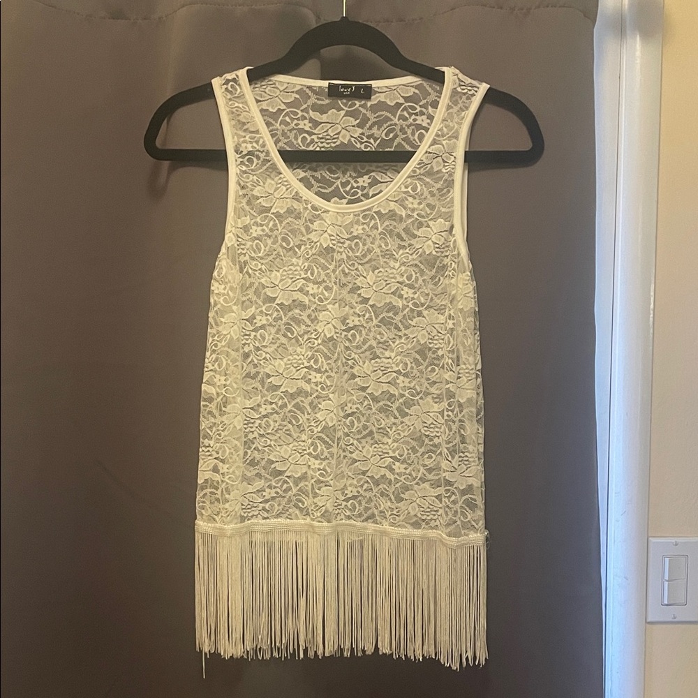 Love J lace fringe top